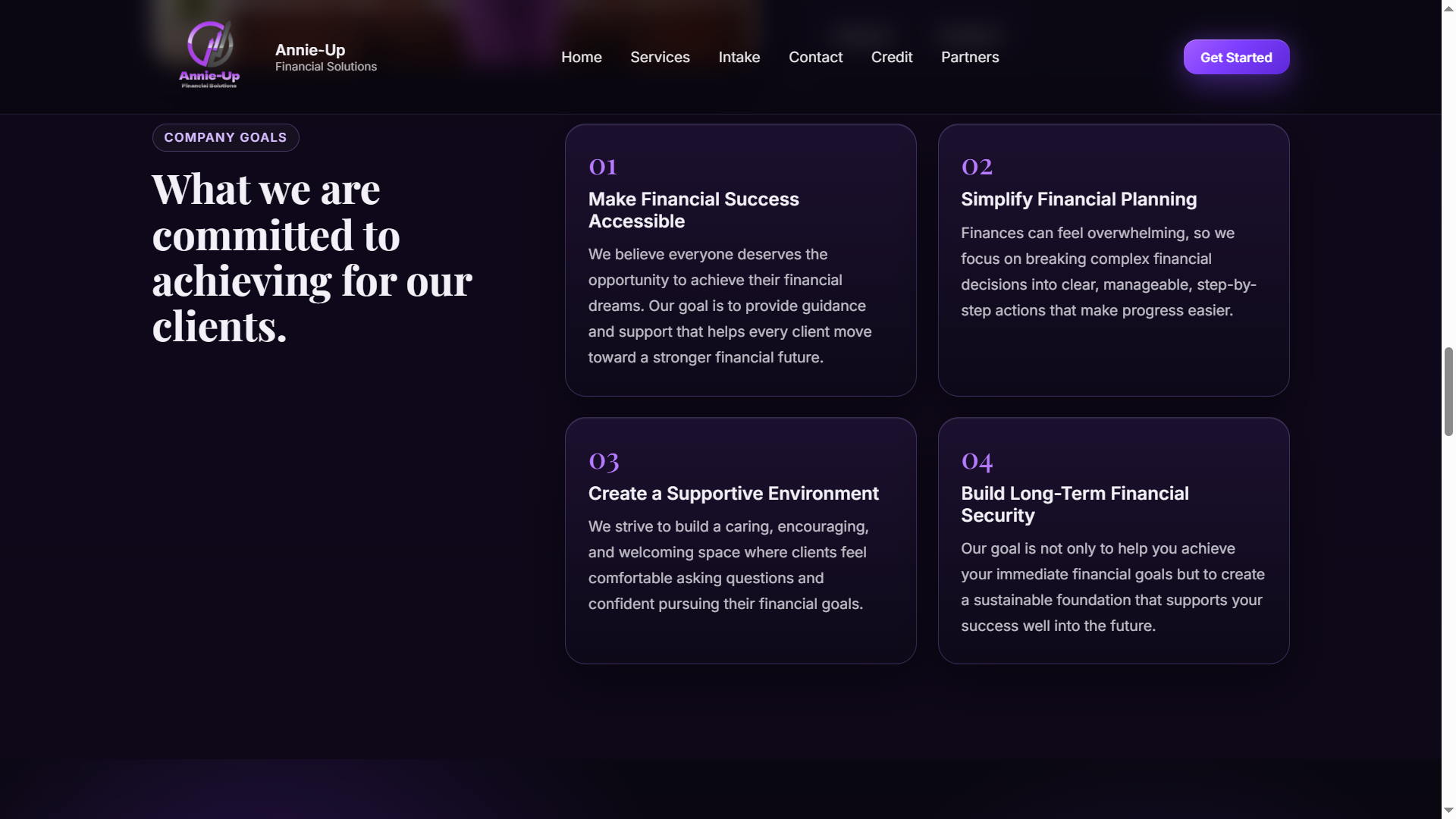 Annie-Up goals section preview